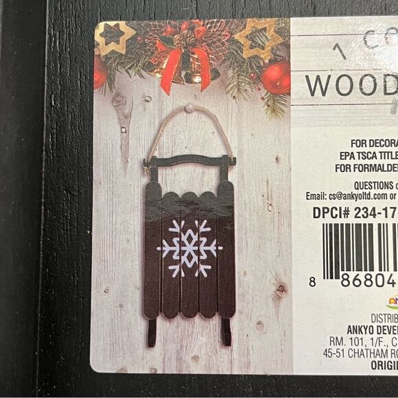 Decorative Christmas Holiday Winter Wooden Snowflake Sleds Decor Set of 2 New! - Picture 2 of 4